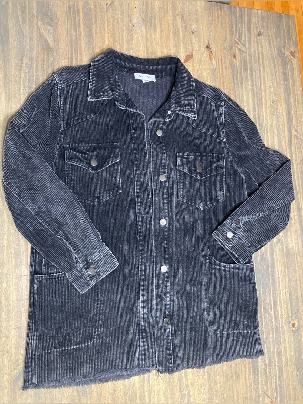She + Sky Charcoal Corduroy Shirt-Jacket
